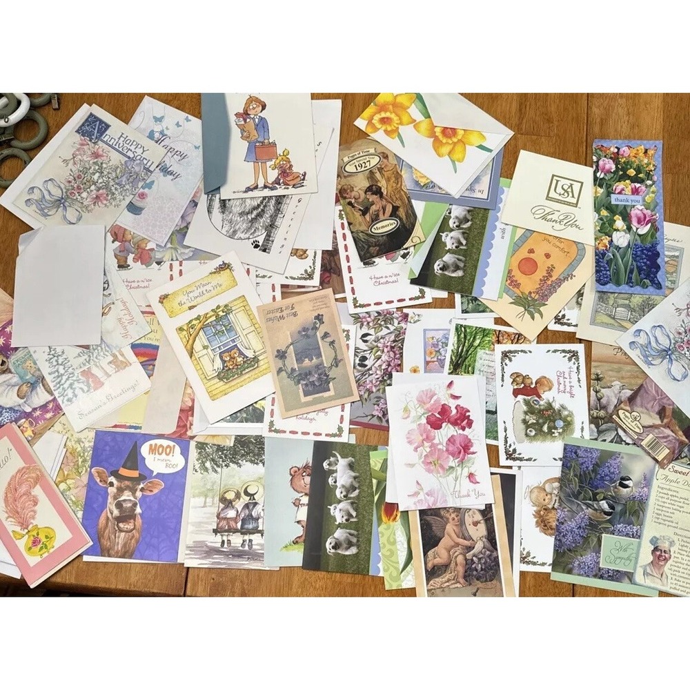 Lot of 50 Vintage Cards Greeting, Get Well soon, Birthday, & Christmas Cards